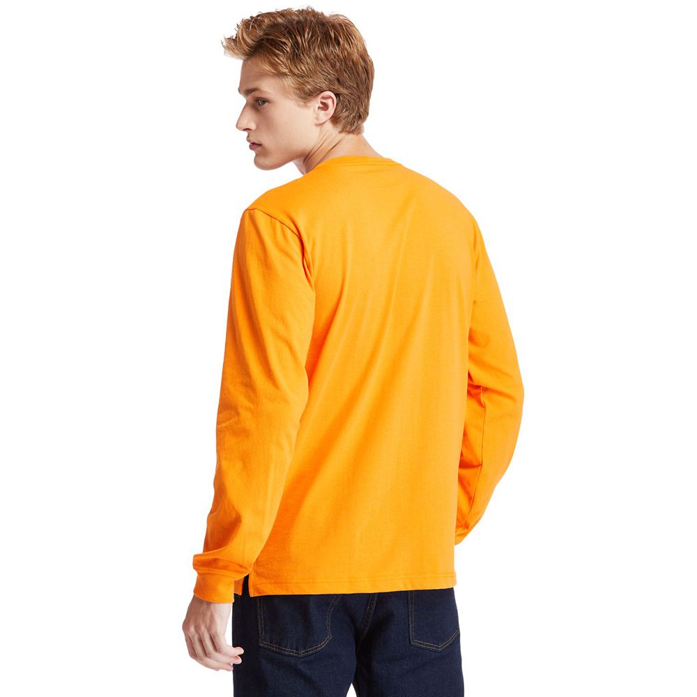 Timberland Mens T-Shirts PRO® Base Plate Long-Sleeve Graphic - Orange - India IF0271984